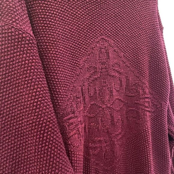 Vintage Hunt Club Petites Maroon Textured Knit Mock Neck Oversized Sweater Size - Picture 2 of 7